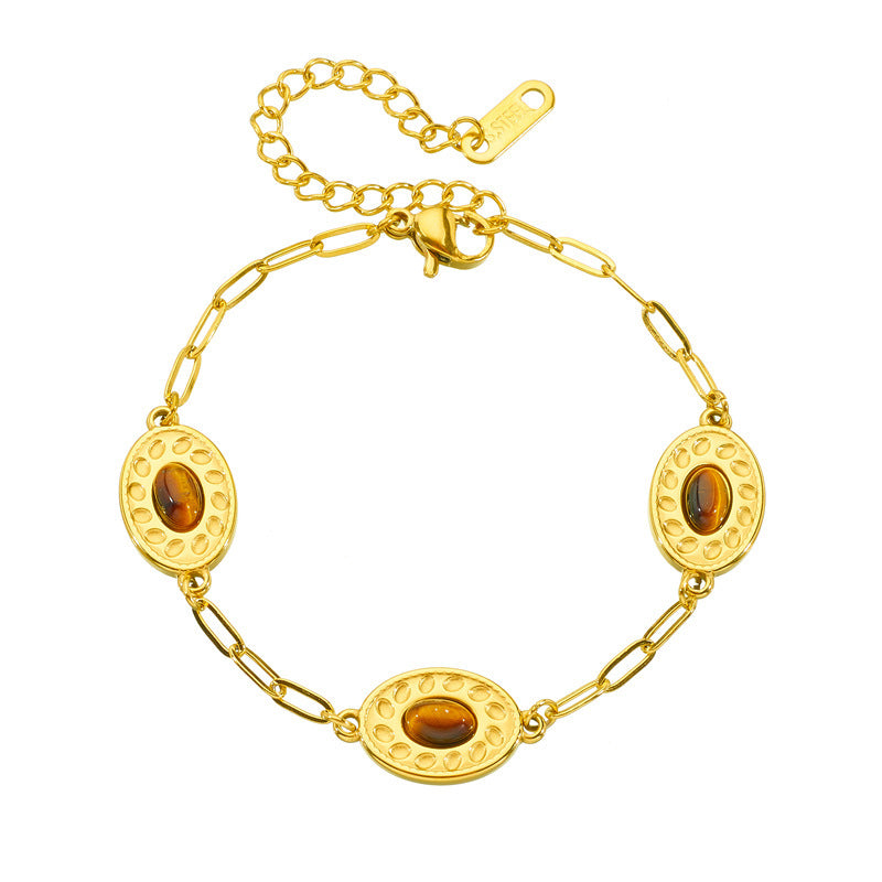 Модная ретро позолоченная нержавеющая сталь овальная геометрия