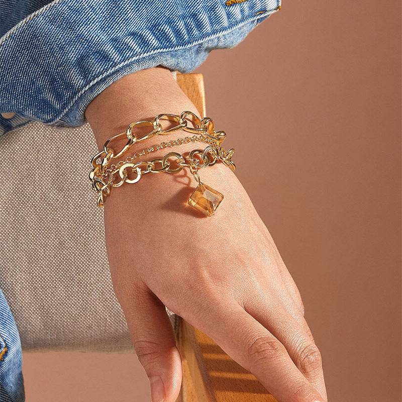 Подвеска с бриллиантовым кристаллом, многослойная цепочка