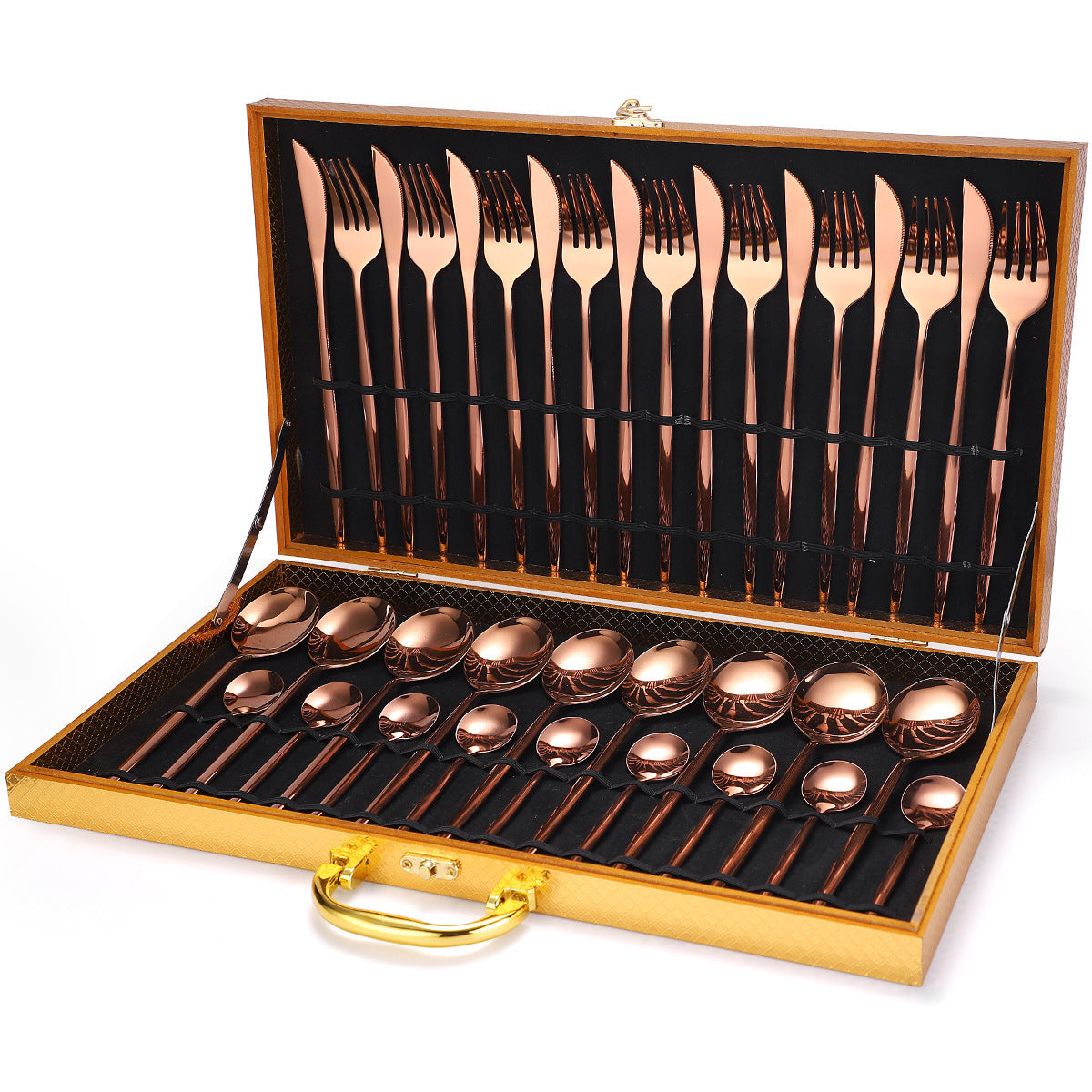 36 Piece Stainless Steel Dinnerware Gift Set in Wooden Box