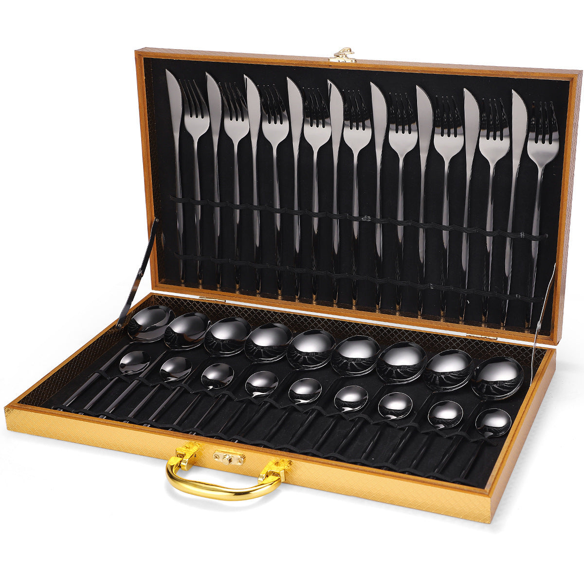 36 Piece Stainless Steel Dinnerware Gift Set in Wooden Box