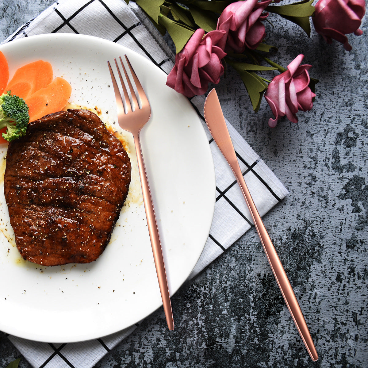 36 Piece Stainless Steel Dinnerware Gift Set in Wooden Box