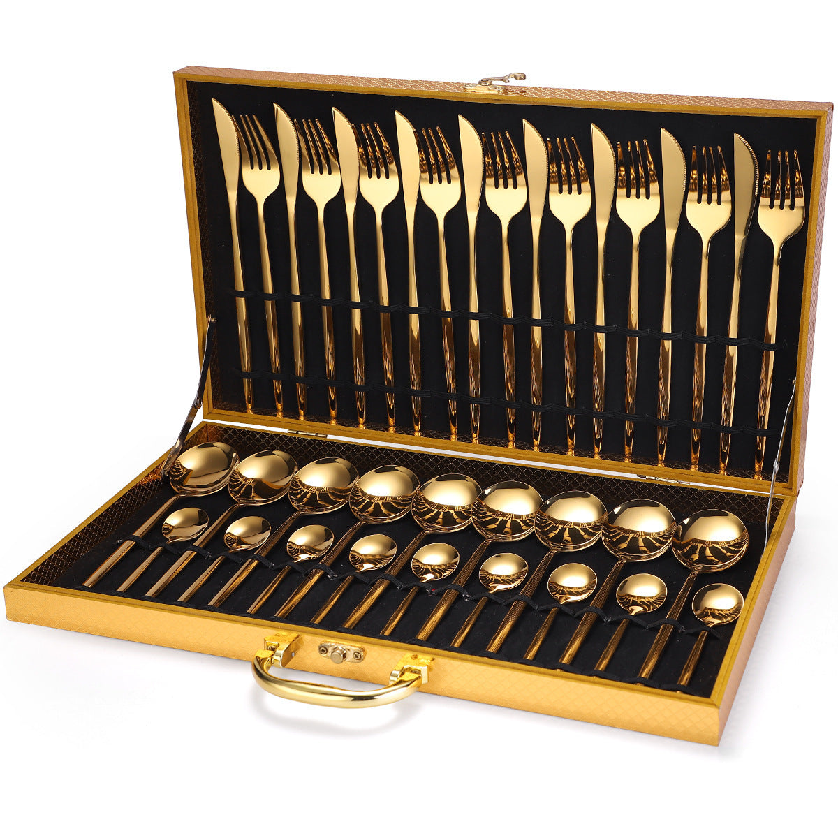 36 Piece Stainless Steel Dinnerware Gift Set in Wooden Box