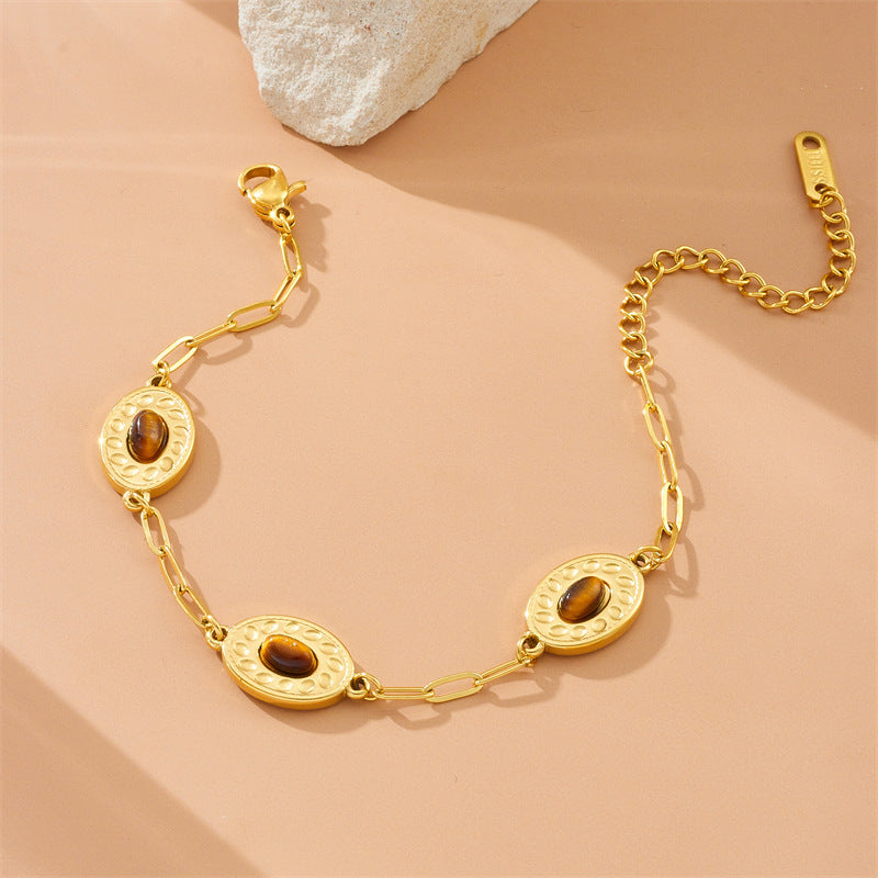 Модная ретро позолоченная нержавеющая сталь овальная геометрия