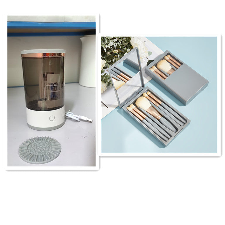 Женский инструмент для чистки кистей для теней для век, портативная электрическая машина для чистки кистей для макияжа с зарядкой через USB, автоматическая косметическая кисть