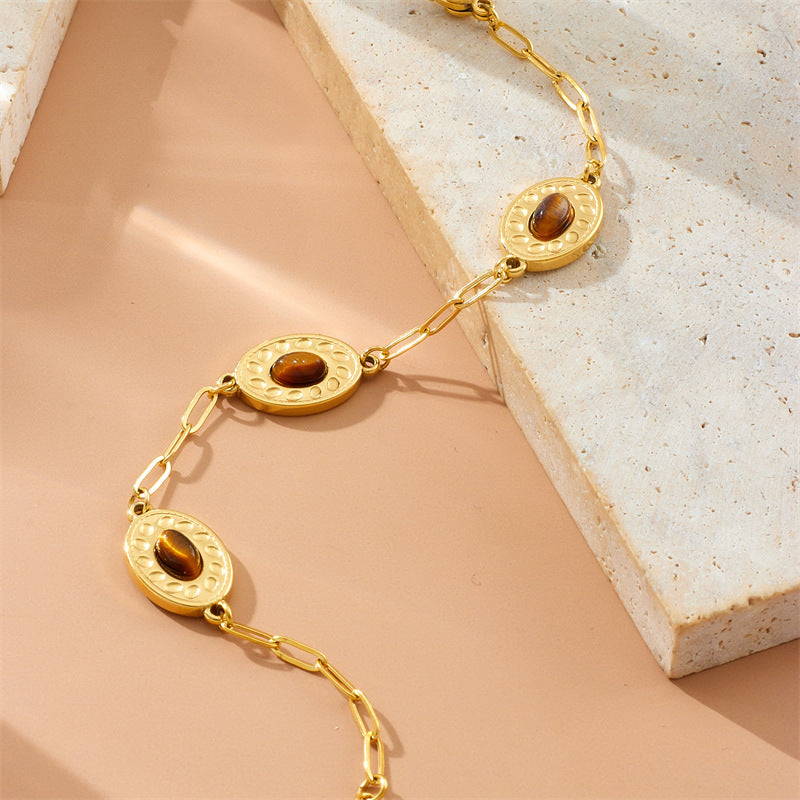 Модная ретро позолоченная нержавеющая сталь овальная геометрия