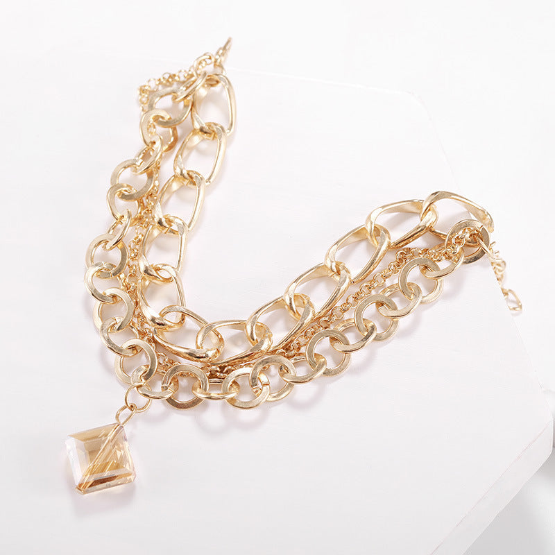 Подвеска с бриллиантовым кристаллом, многослойная цепочка