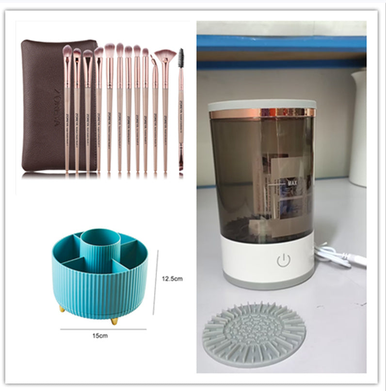 Женский инструмент для чистки кистей для теней для век, портативная электрическая машина для чистки кистей для макияжа с зарядкой через USB, автоматическая косметическая кисть