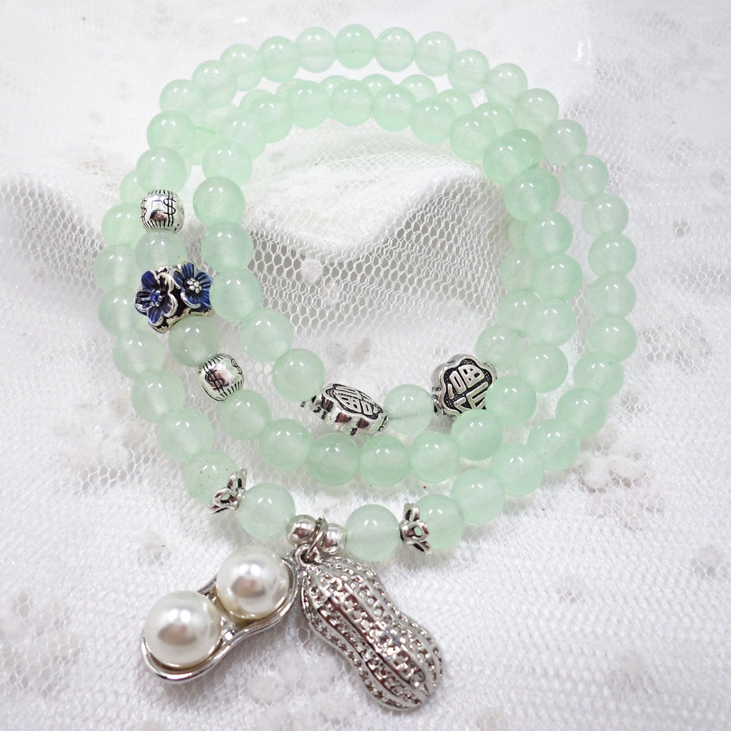 Браслет с подвеской из красного агата и граната