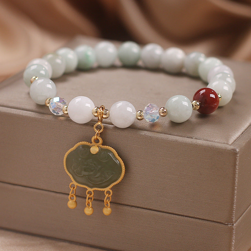 Летний браслет из бисера из синего нефрита Хотан