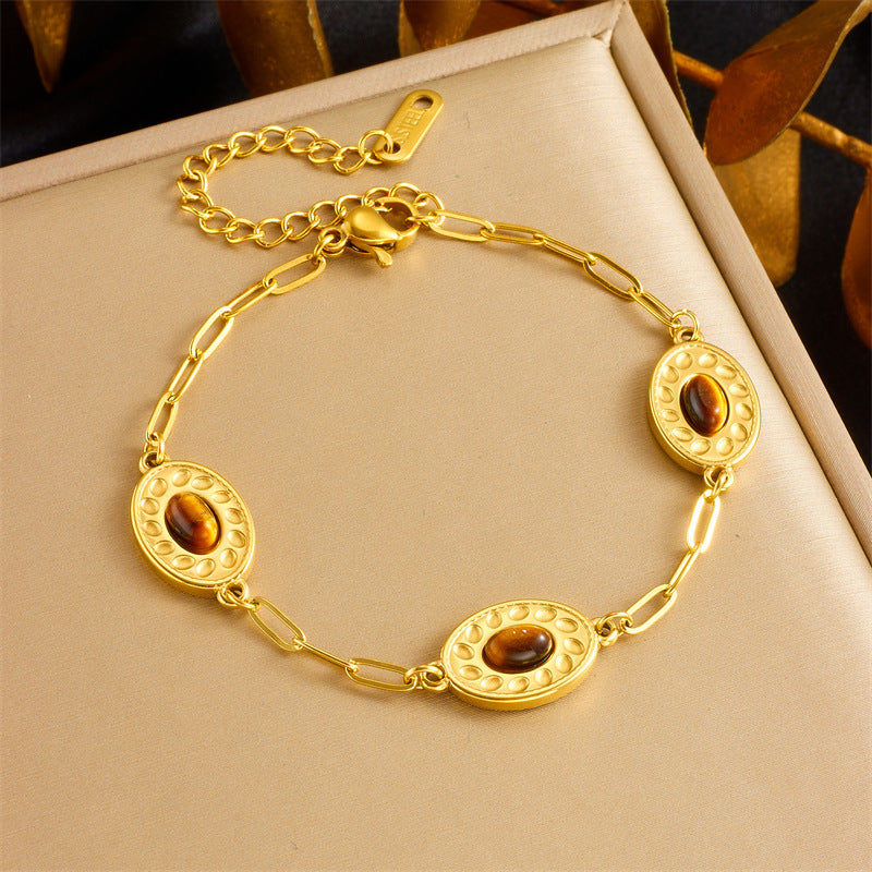 Модная ретро позолоченная нержавеющая сталь овальная геометрия