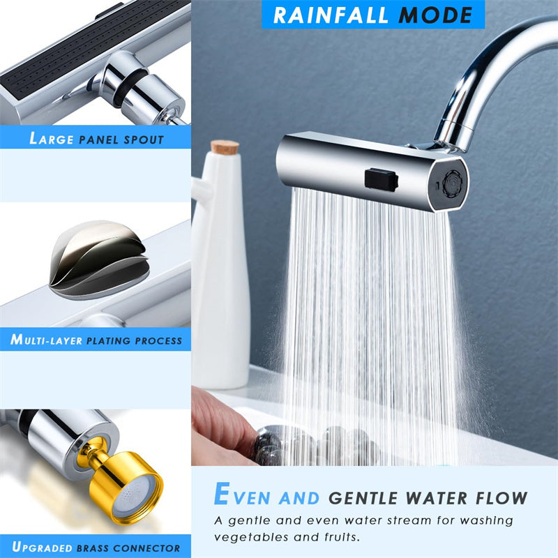 Kitchen Waterfall Faucet Splashproof Universal Rotating Multifunctional Water Spout Extension Kitchen Gadgets