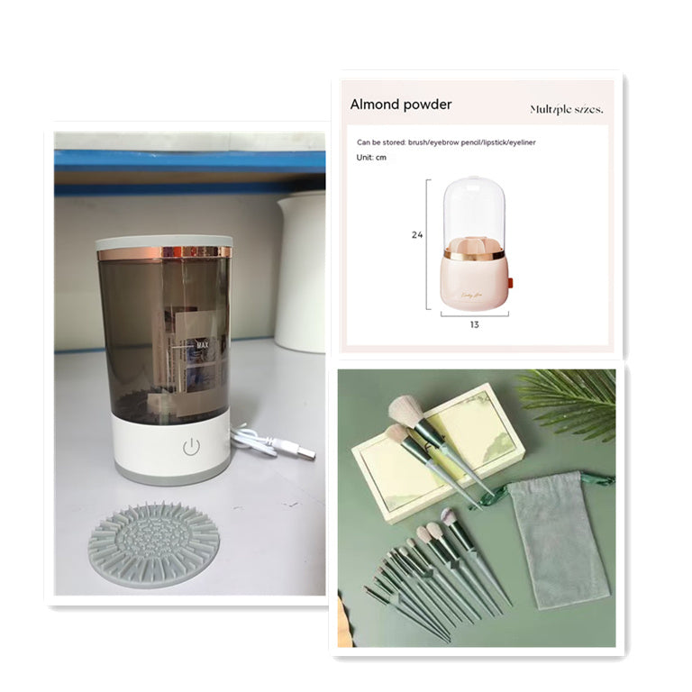 Женский инструмент для чистки кистей для теней для век, портативная электрическая машина для чистки кистей для макияжа с зарядкой через USB, автоматическая косметическая кисть
