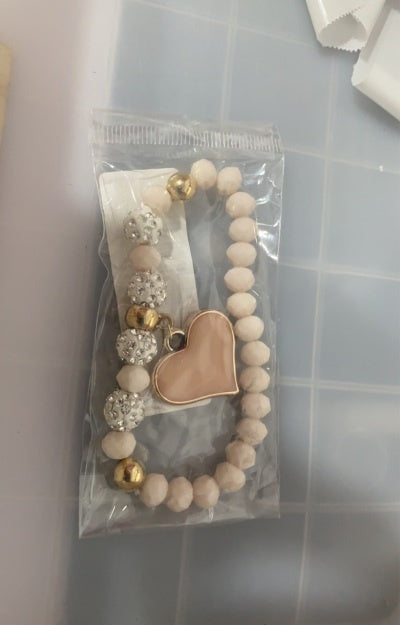 Эластичный браслет с кристаллами и браслеты в форме сердца